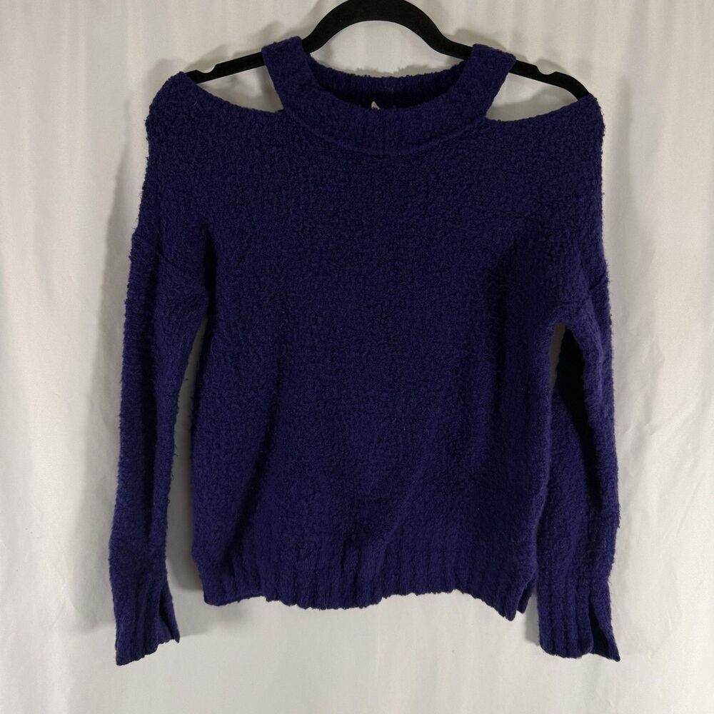 Moth Anthropologie Sweater Women's XXSP Petite Purple Cold Shoulder Wool Blend